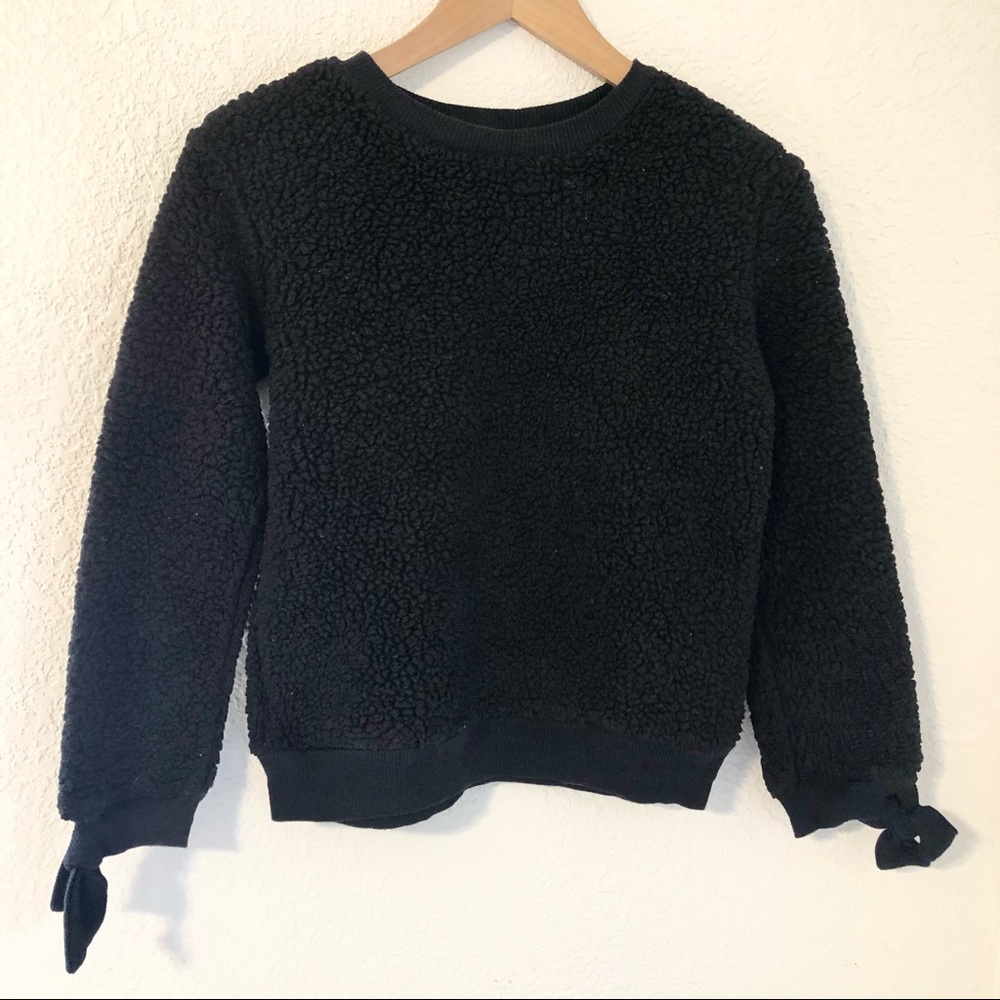Girls Splendid Black Pullover Fleece Sweater Size 12 with Bows